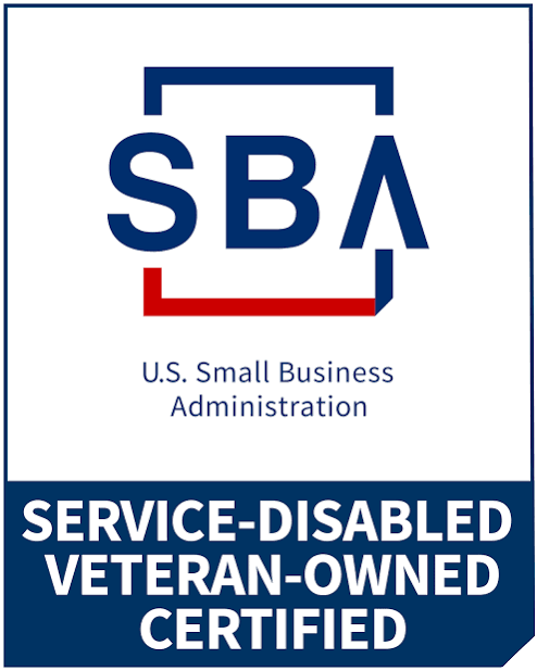 U.S. Small Business Administration — Service-Disabled Veteran-Owned Certified badge.